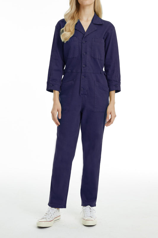 LONG SLEEVE JUMPSUIT WITH FRONT PATCH POCKETS BYRJ001 MB by Bayeas