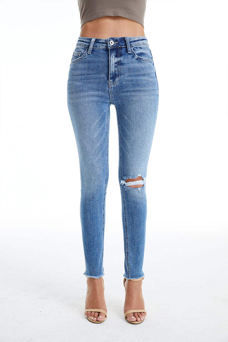 HIGH RISE CROP SKINNY JEANS BYS2119 by Bayeas