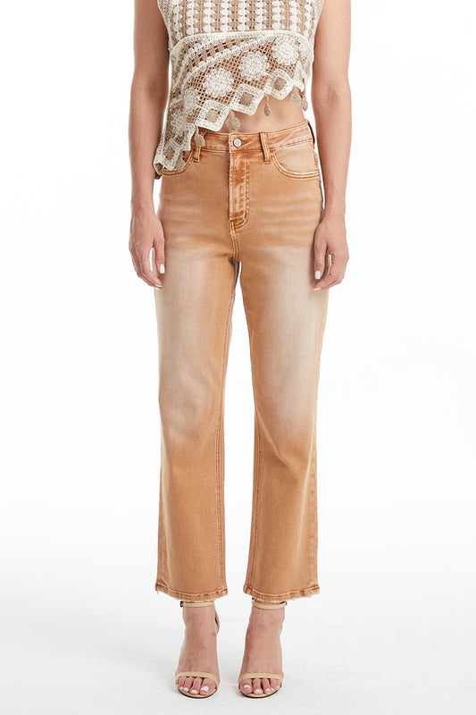 HIGH RISE STRAIGHT LEG JEANS BYN005 CINNAMON by Bayeas