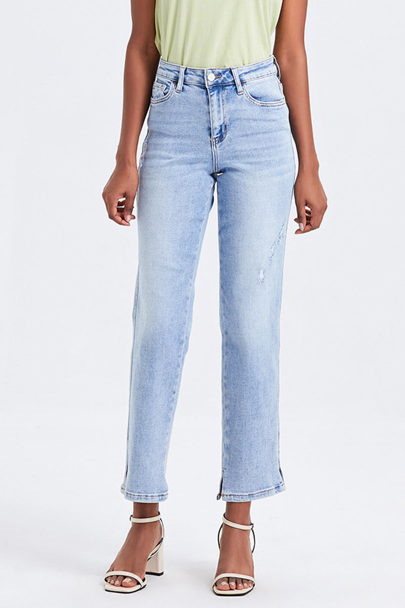 HIGH RISE STRAIGHT LEG JEANS BYT5016 by Bayeas