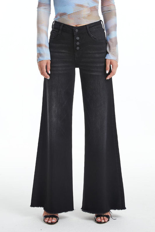 MID RISE WIDE LEG JEANS BYW8122-P RAVEN by Bayeas