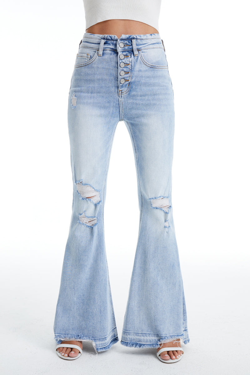 HIGH RISE FLARE JEANS BYF1016L by Bayeas