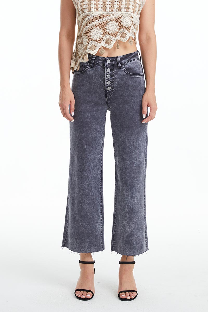 HIGH RISE WIDE LEG JEANS BYN003 GRAPHITE by Bayeas