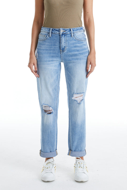 HIGH RISE MOM JEANS BYM3053 MB by Bayeas