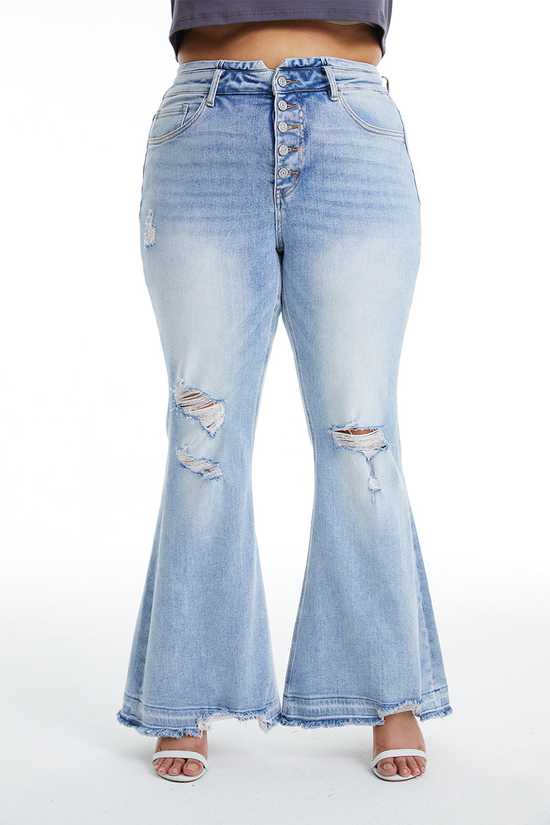 HIGH RISE FLARE JEANS BYF1016L by Bayeas