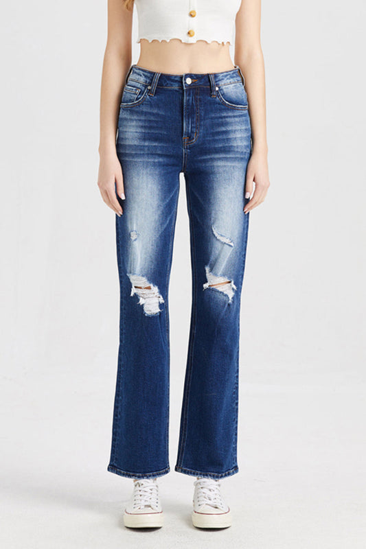 HIGH RISE STRAIGHT LEG JEANS BYT5027 by Bayeas