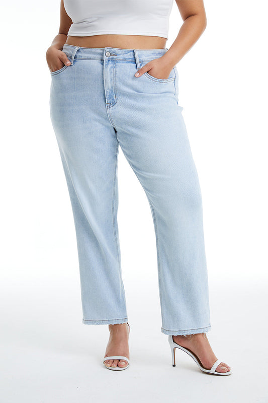 HIGH RISE STRAIGHT LEG JEANS BYT5145-P LB by Bayeas