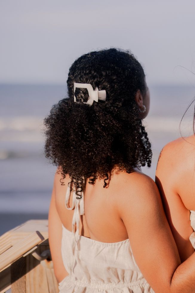 Coconut White Small Flat Square Hair Clip