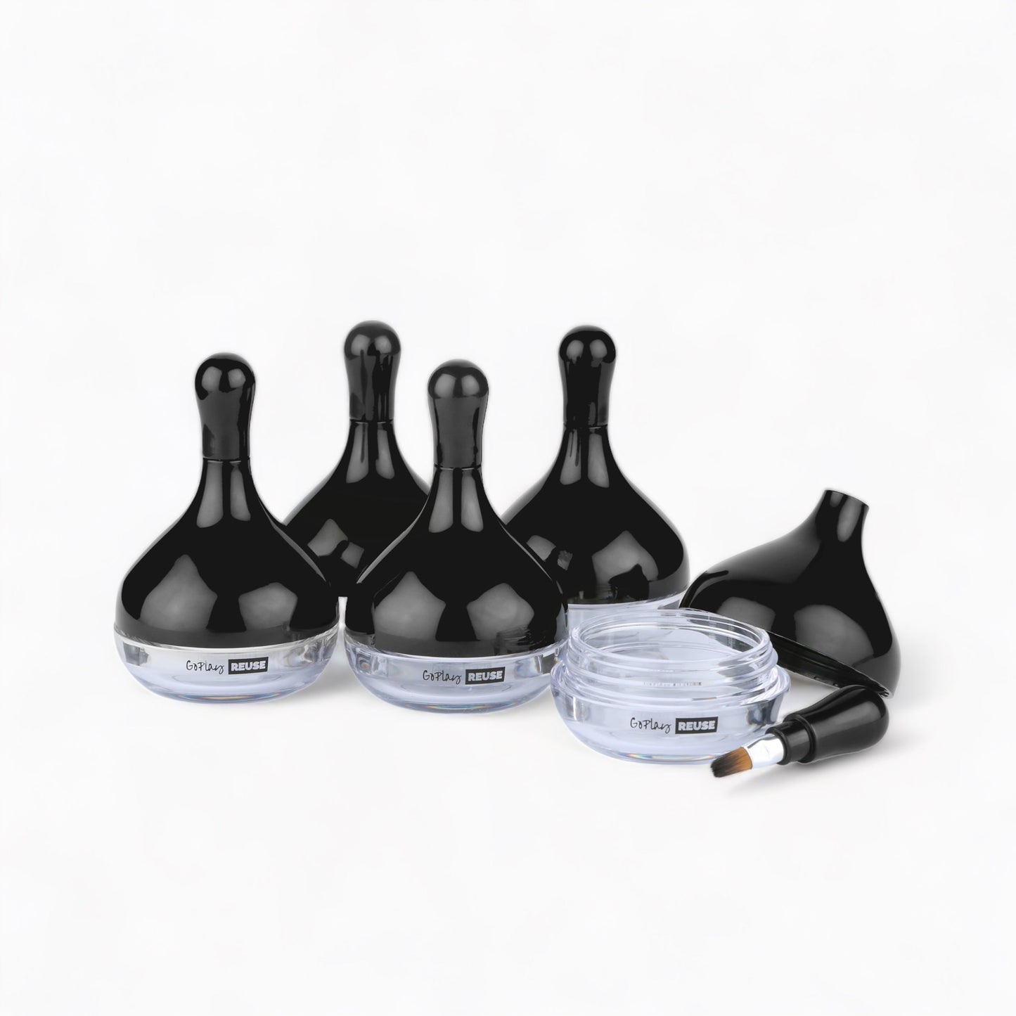 Reusable Pots with built-in lip brush for the LIPSKIT (Set of 5) by GoPlay Cosmetics