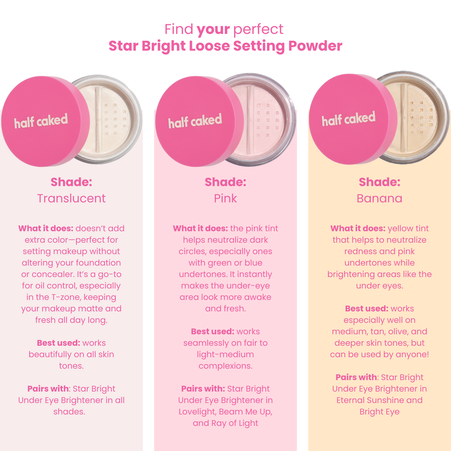 Star Bright Loose Setting Powder, Pink by Half Caked