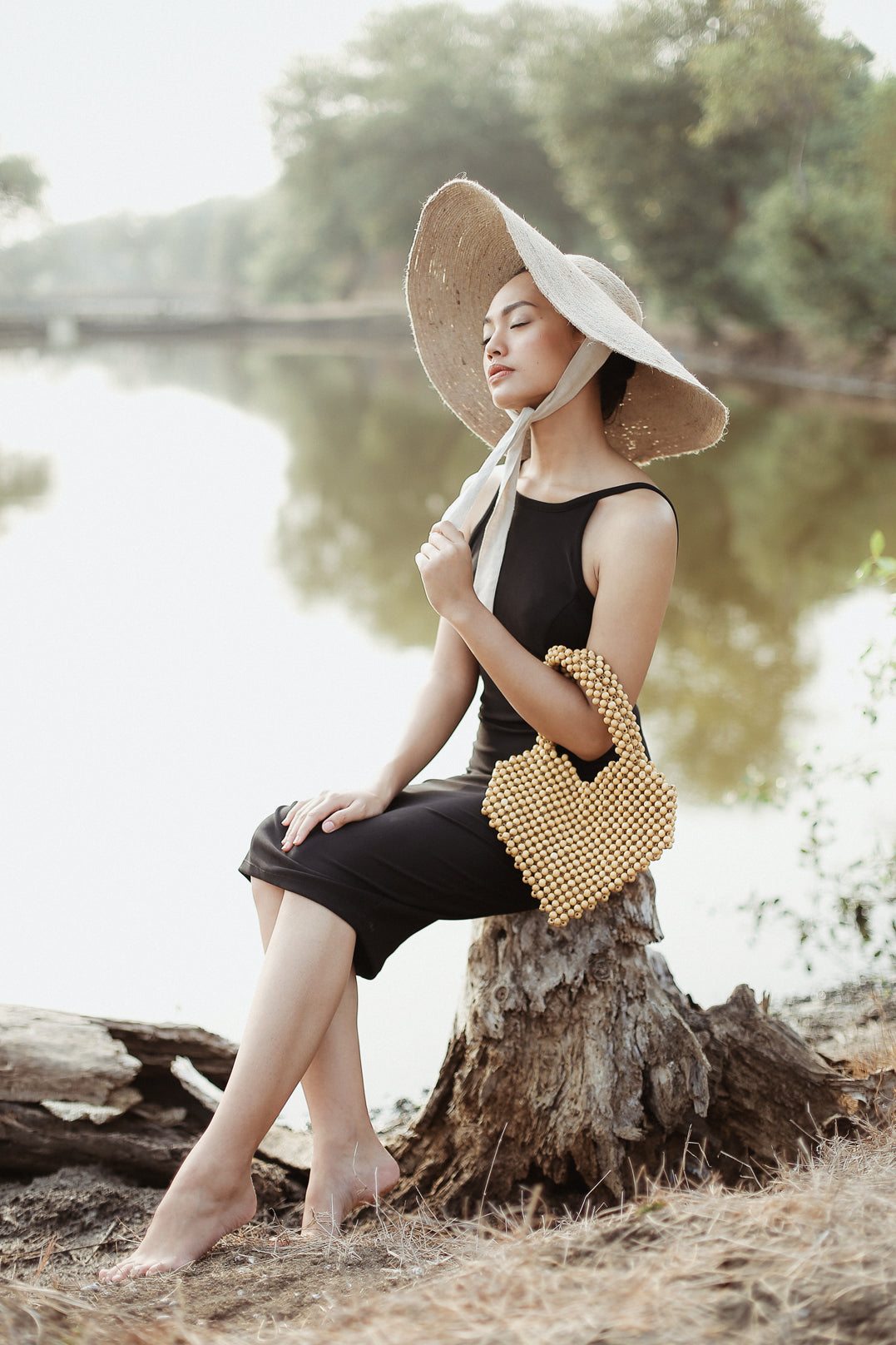 Hati Heart Wood-Beaded Tote Bag by BrunnaCo
