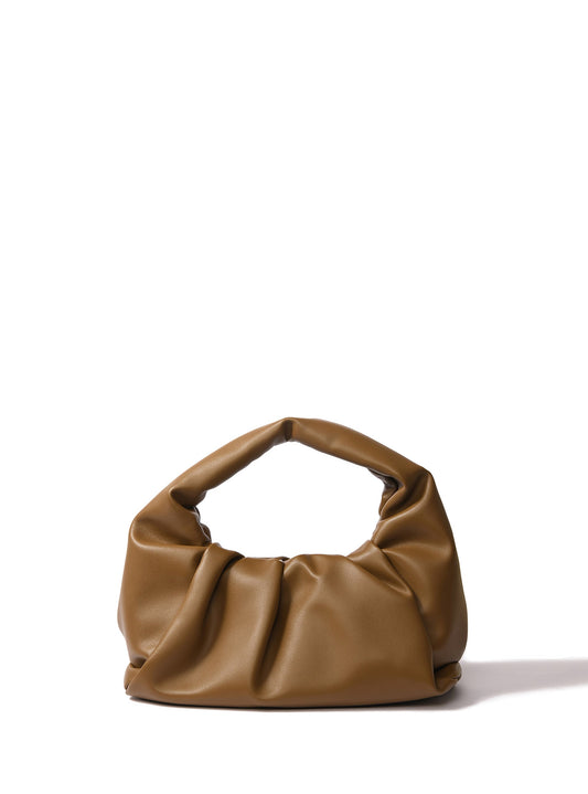 Marshmallow Croissant Bag in Soft Leather, Mustard Green by Bob Oré