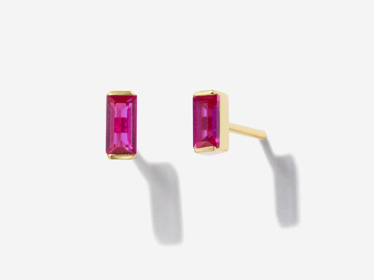 Baguette Ruby Studs by Little Sky Stone