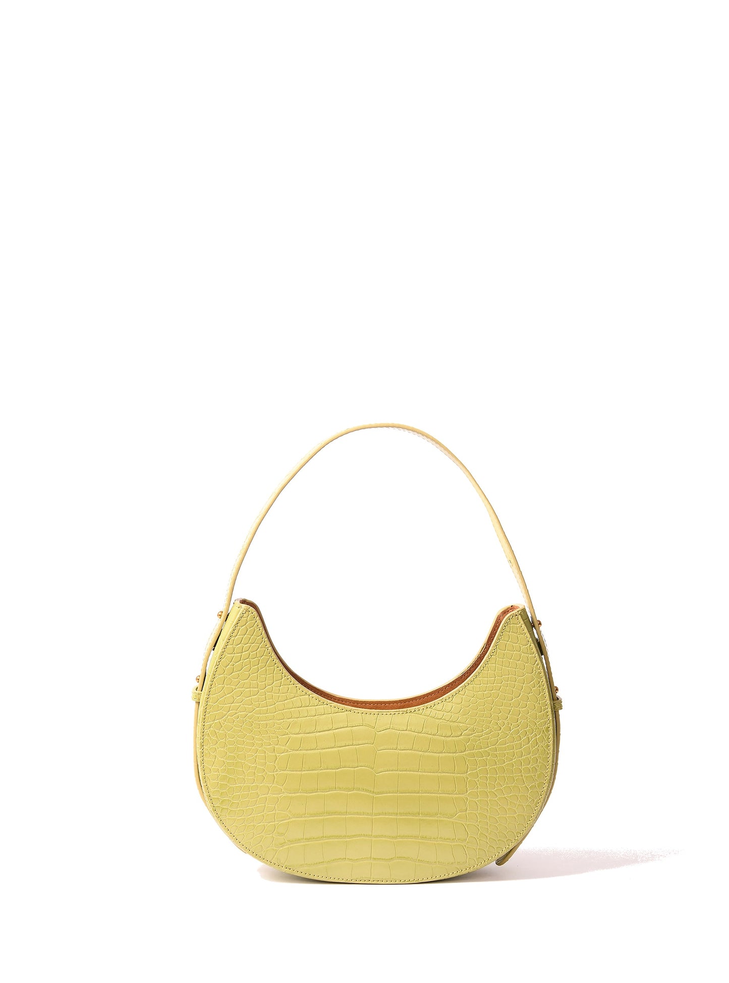 Naomi Leather Moon Bag with Croc-Embossed Pattern, Green by Bob Oré