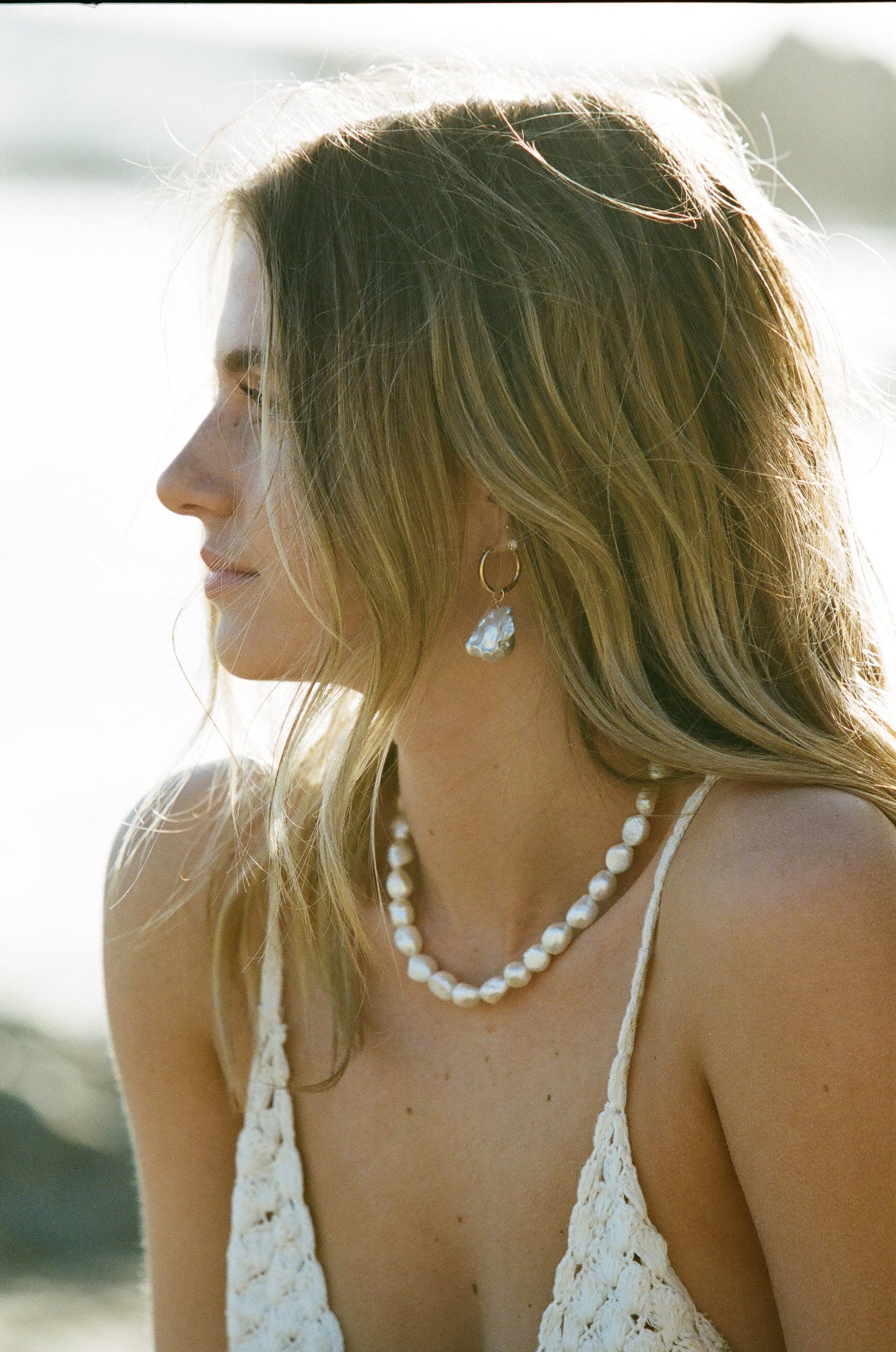 Baroque Pearl Hoop Earrings by Urth and Sea