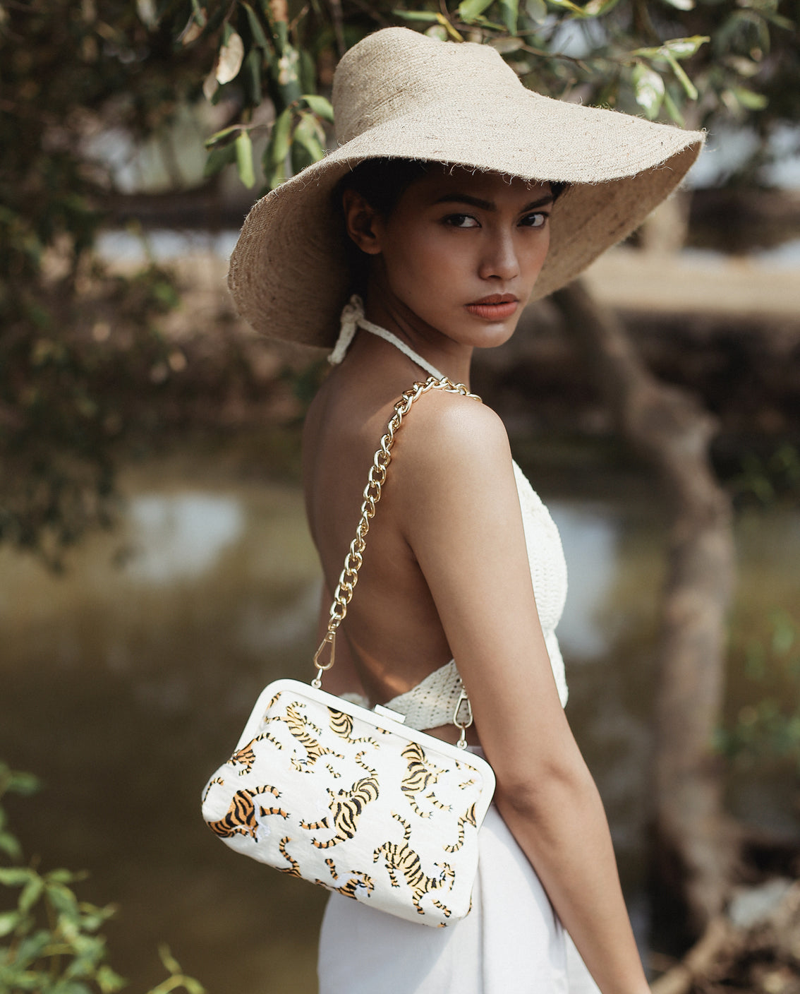 Sumatran Tiger Clutch, in Ivory White by BrunnaCo