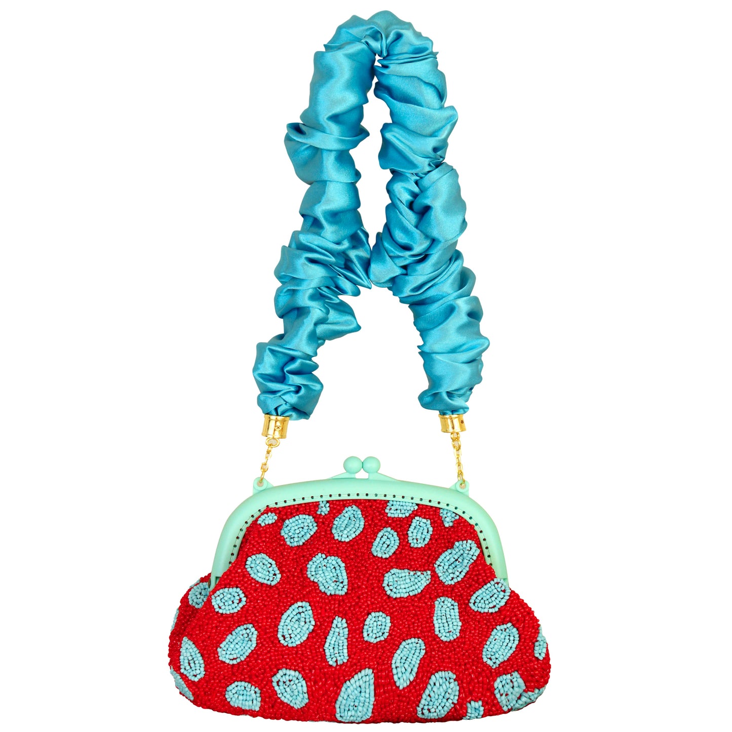 ARNOLDI ARIELA Hand-beaded Clutch Bag In Red & Turquoise by BrunnaCo