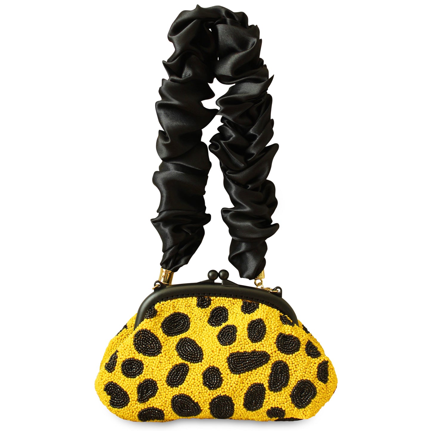 ARNOLDI VENOM Hand-beaded Clutch Bag In Black & Yellow by BrunnaCo