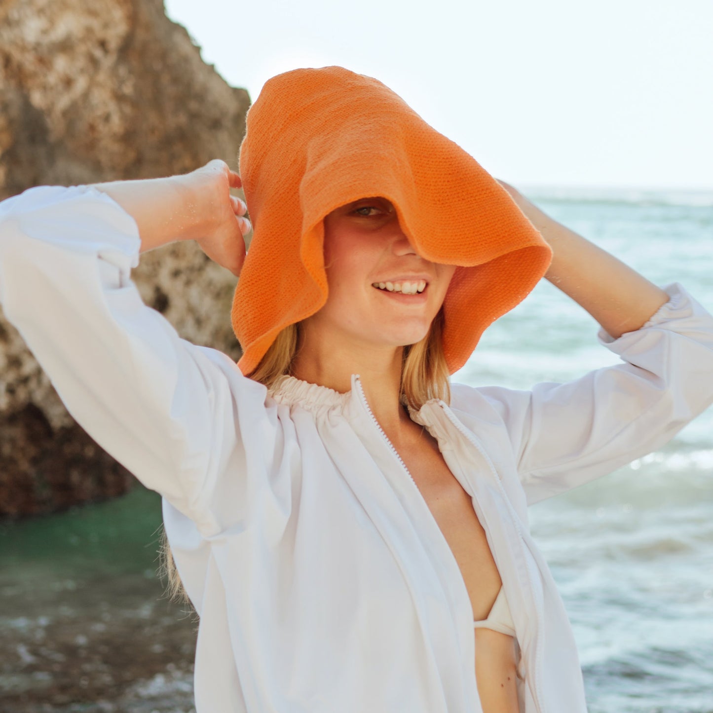 Bloom Crochet Sun Hat In Tangerine Orange by BrunnaCo