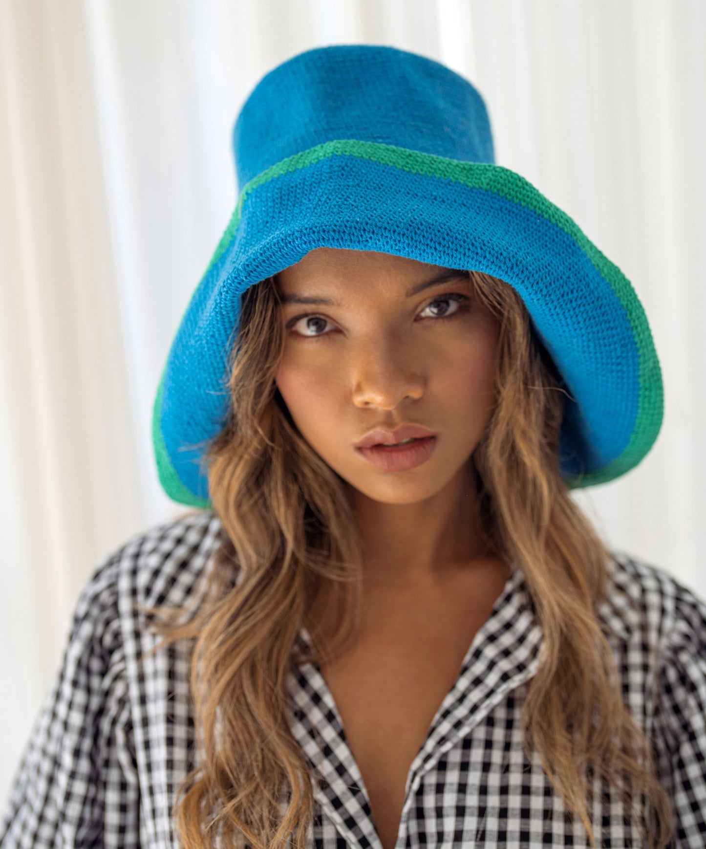 BLOOM LINE Crochet Sun Hat, in Mosaic Blue by BrunnaCo