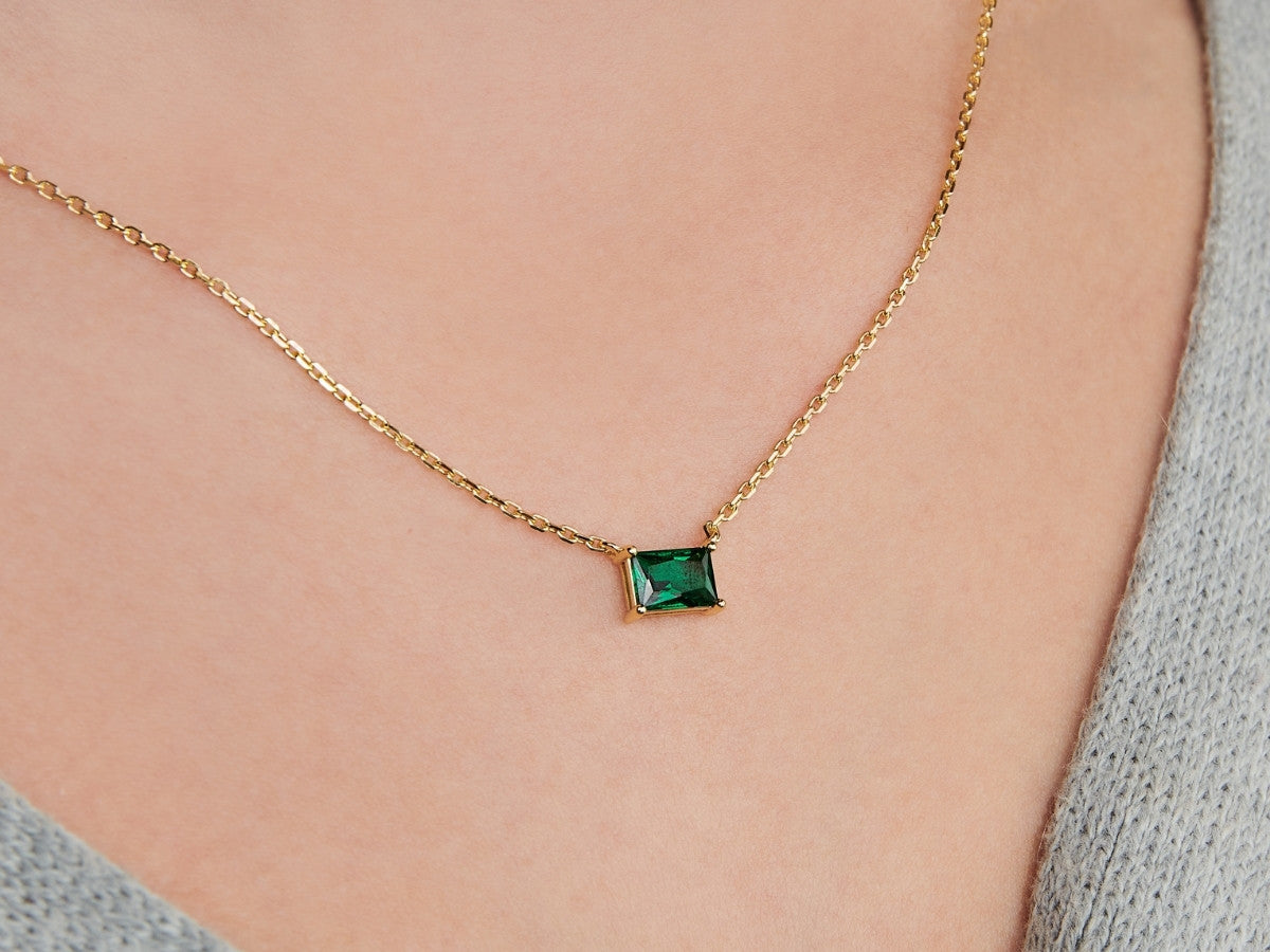 Baguette Emerald Necklace by Little Sky Stone