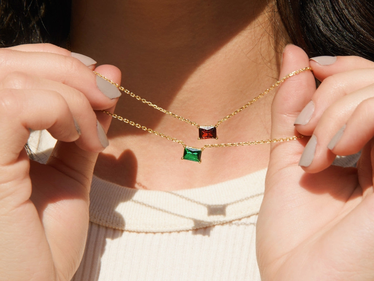 Baguette Emerald Necklace by Little Sky Stone