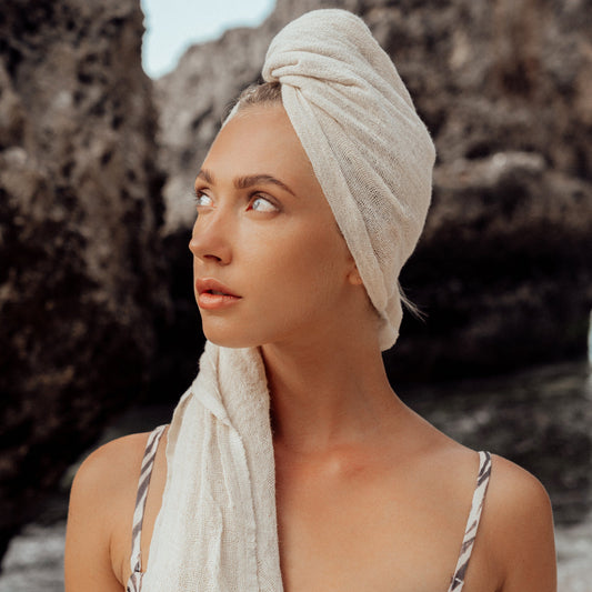 Blanco Hand-loomed Raw Cotton Scarf by BrunnaCo