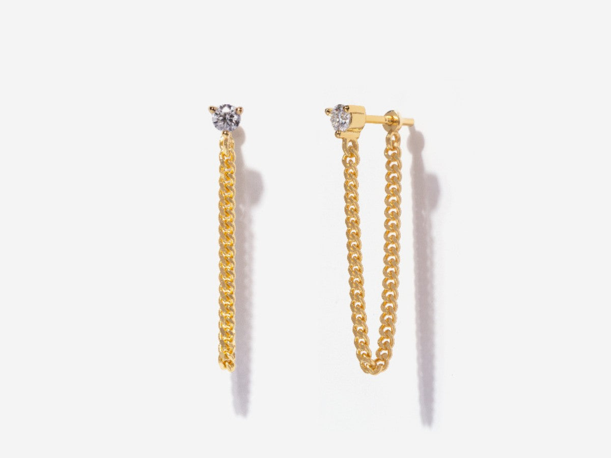 Chained Moissanite Earrings by Little Sky Stone