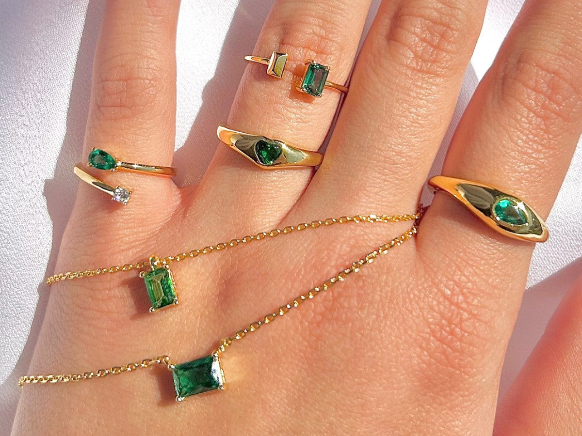 Baguette Emerald Necklace by Little Sky Stone