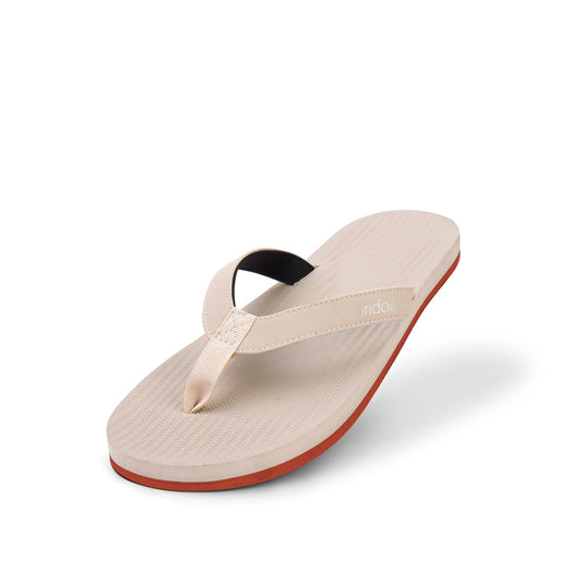 Women's Flip Flops Sneaker Sole - Sea Salt/Orange Sole by Indosole