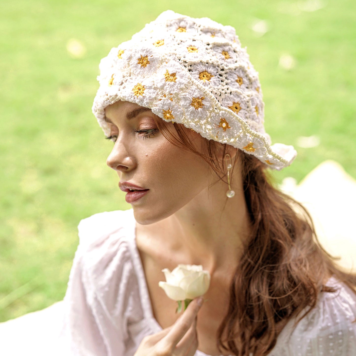 Flora Crochet Hat, in Off White by BrunnaCo