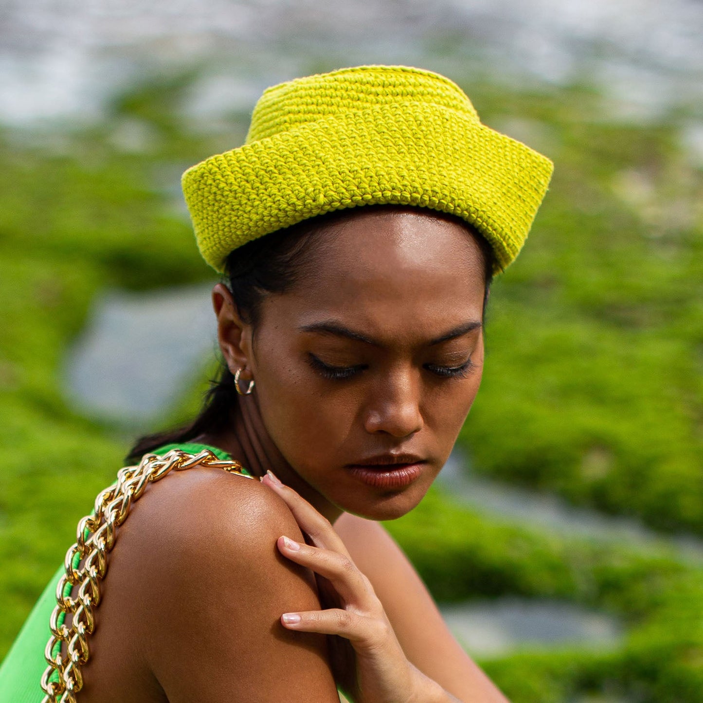 GANI Crochet Hat in Neon Green by BrunnaCo