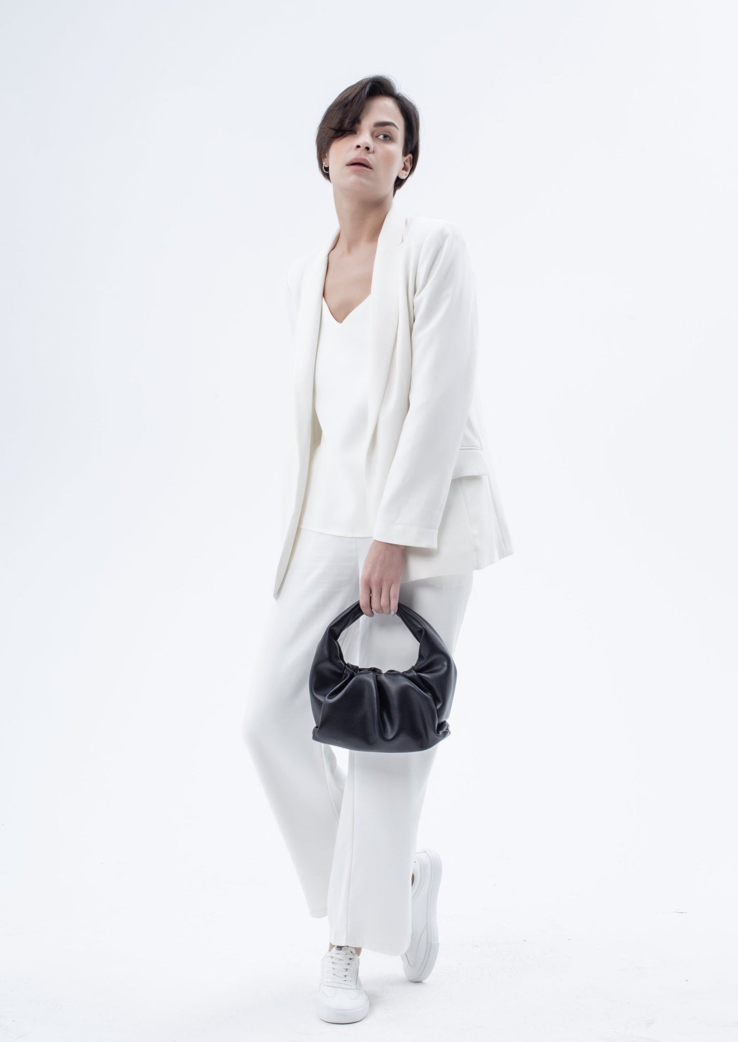 Marshmallow Croissant Bag in Soft Leather, Black by Bob Oré