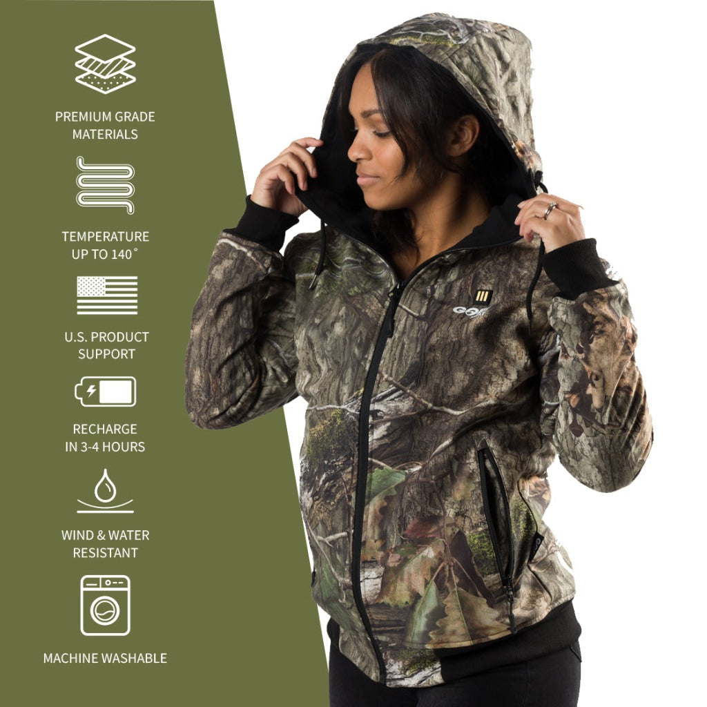 Shadow Womens Heated Hunting Hoodie - Mossy Oak® Camo by Gobi Heat