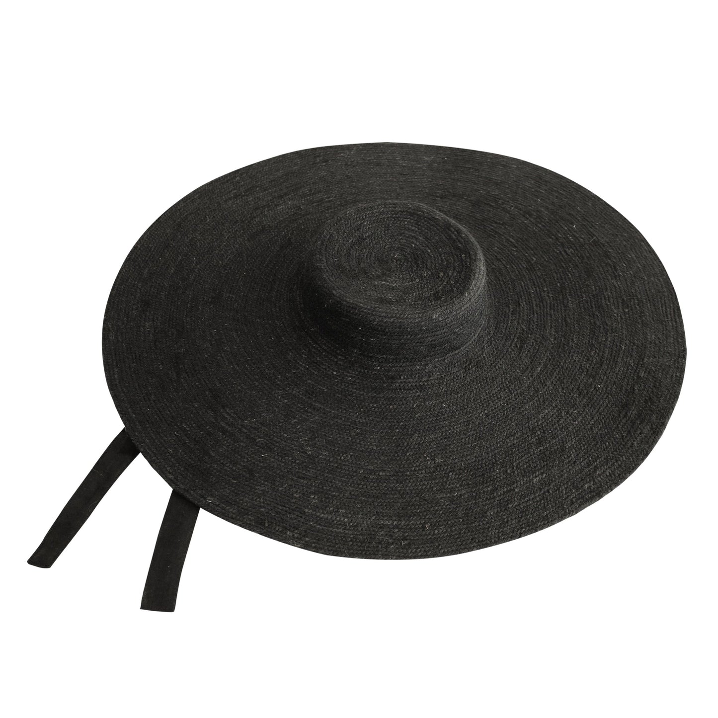 LOLA Wide Brim Jute Straw Hat In Black by BrunnaCo