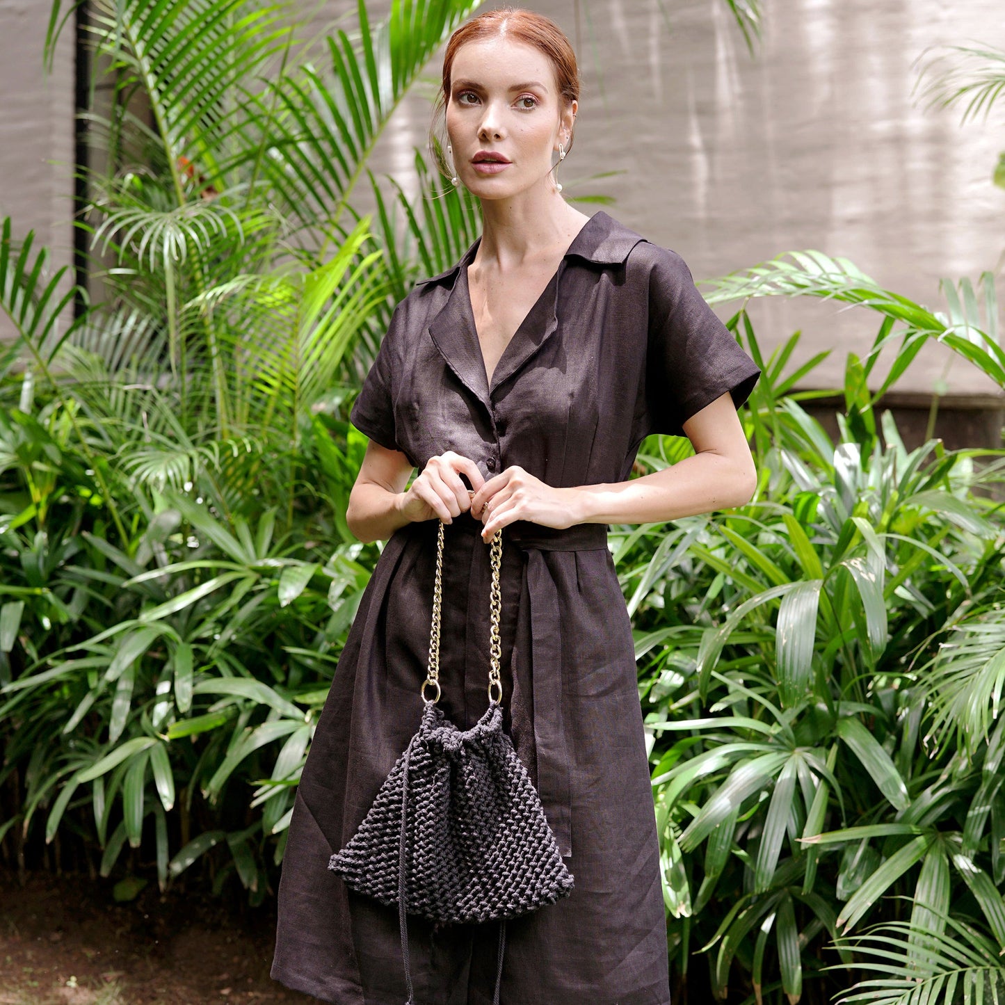 LYON Macrame Tote Bag In Black by BrunnaCo