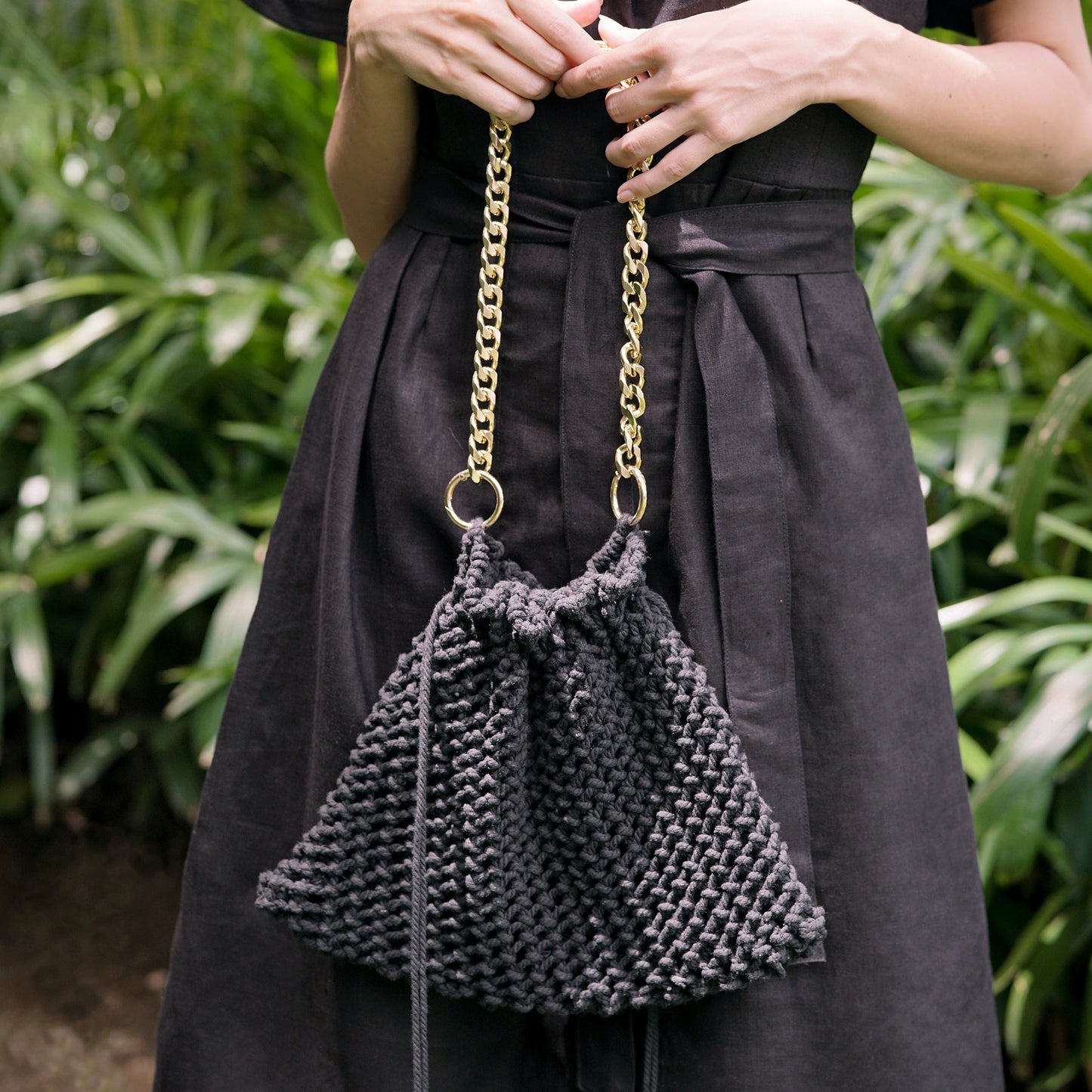 LYON Macrame Tote Bag In Black by BrunnaCo