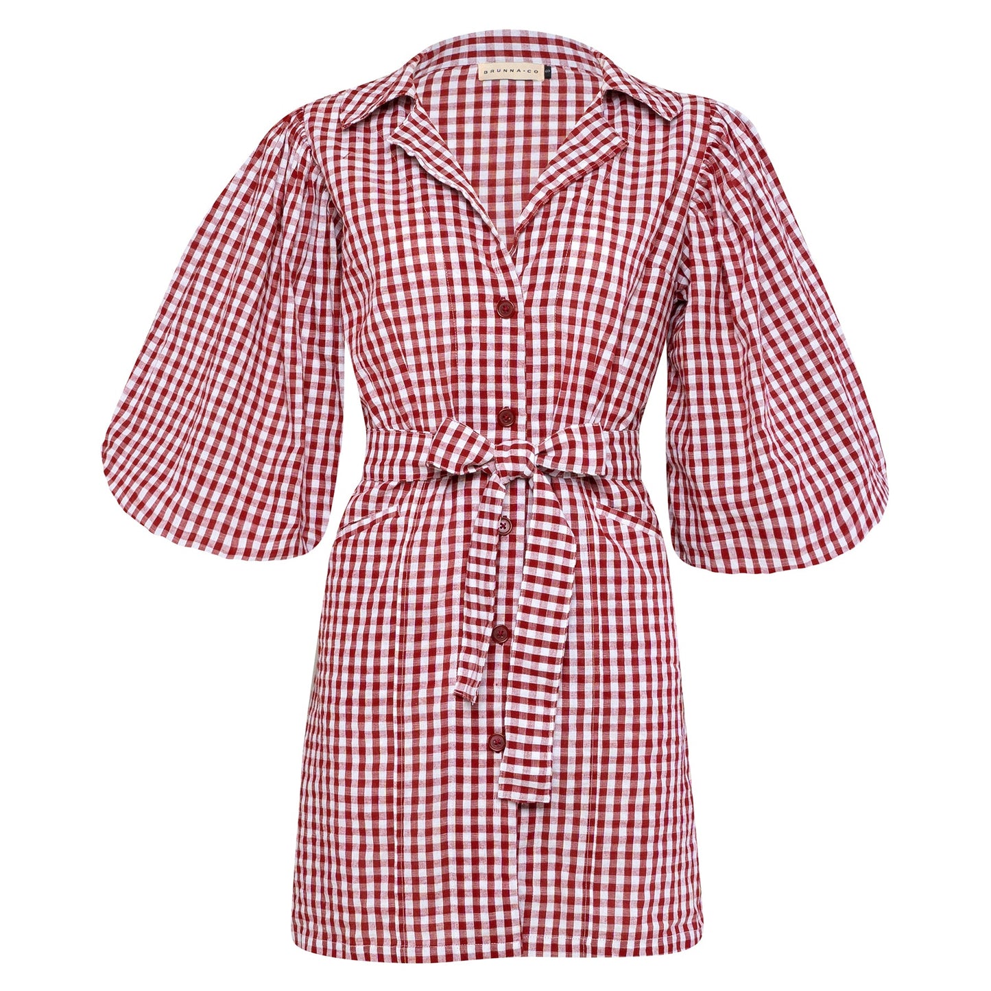 MEGHAN Mini Gingham Dress, in Red by BrunnaCo