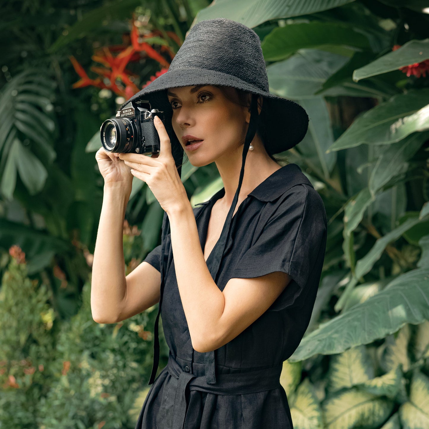 MEG Jute Straw Hat In Black by BrunnaCo