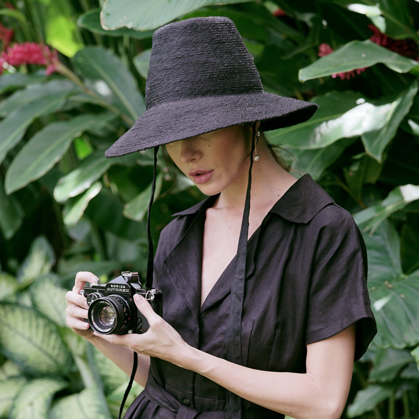 MEG Jute Straw Hat In Black by BrunnaCo