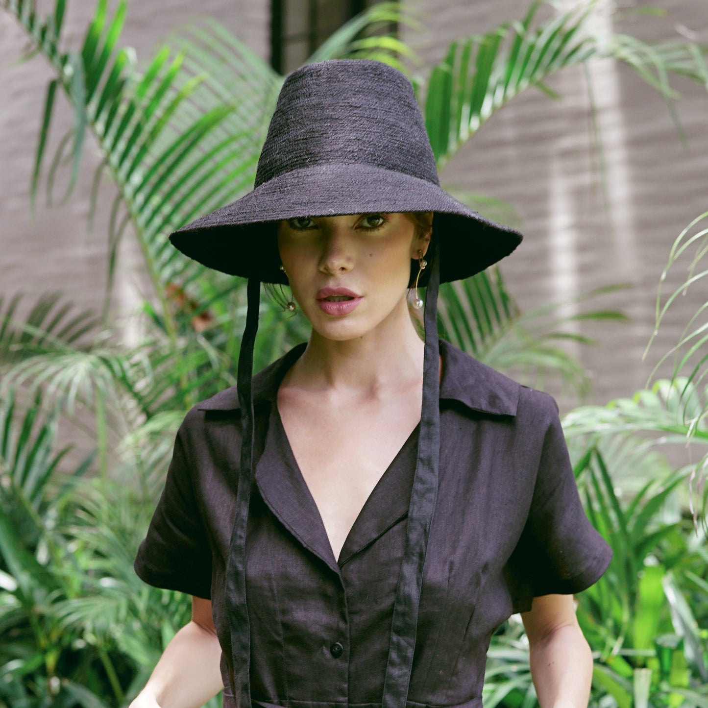 MEG Jute Straw Hat In Black by BrunnaCo