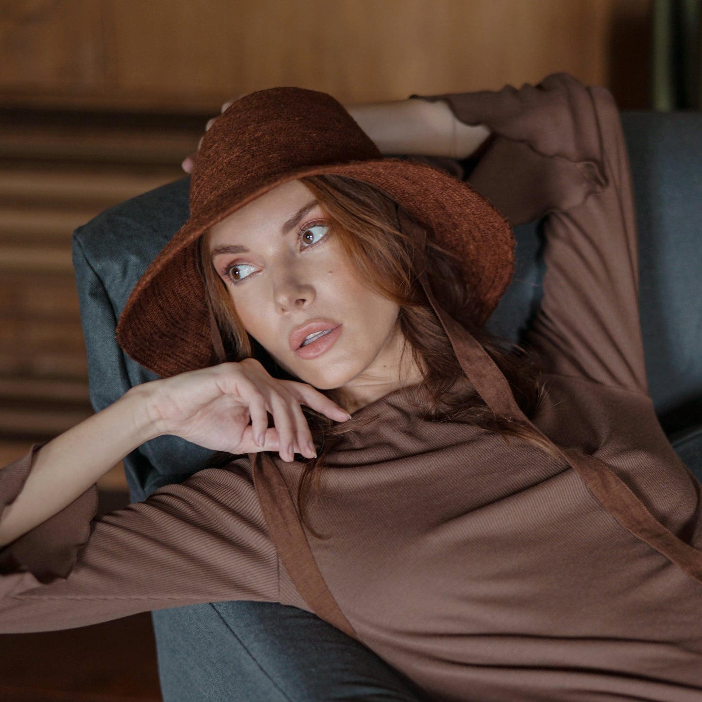 MEG Jute Straw Hat In Burnt Sienna by BrunnaCo