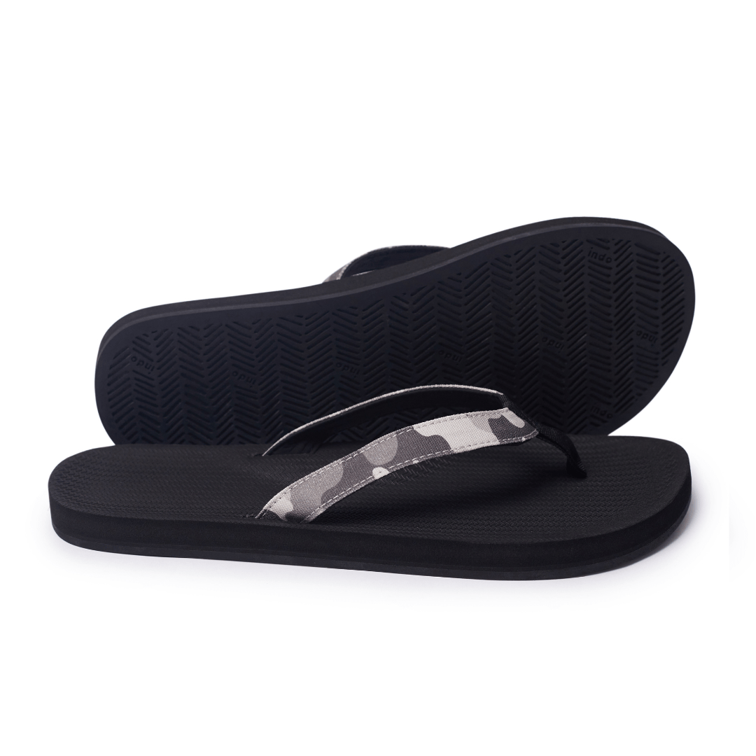 Men’s Flip Flops Camo - Black/White Camo by Indosole