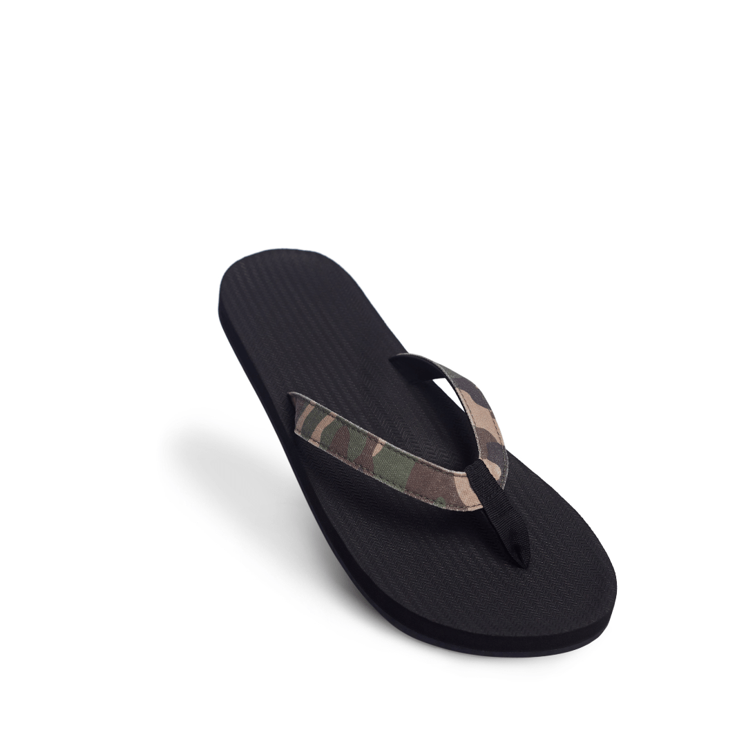 Men’s Flip Flops Camo - Black/Camo Regular by Indosole