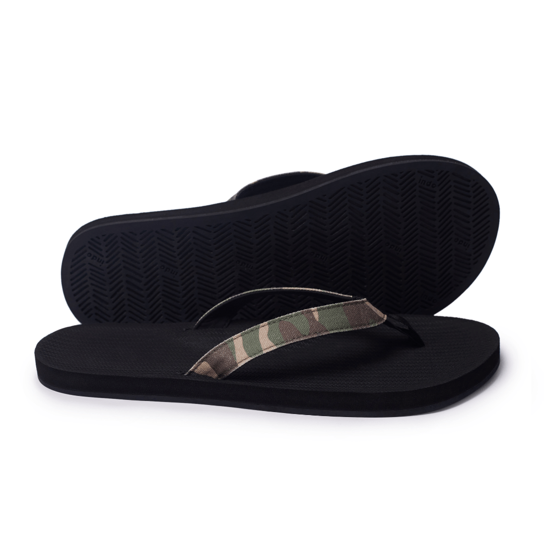 Men’s Flip Flops Camo - Black/Camo Regular by Indosole