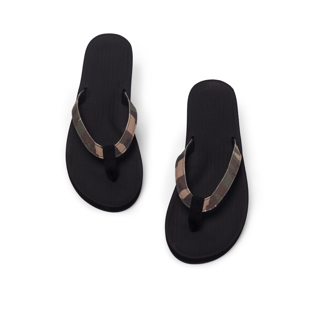 Men’s Flip Flops Camo - Black/Camo Regular by Indosole