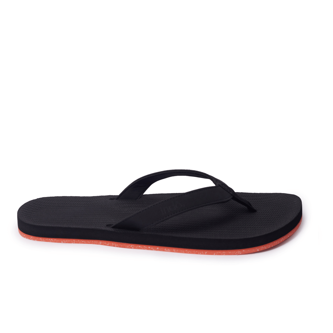 Men’s Flip Flops Sneaker Sole - Black/Orange Sole by Indosole