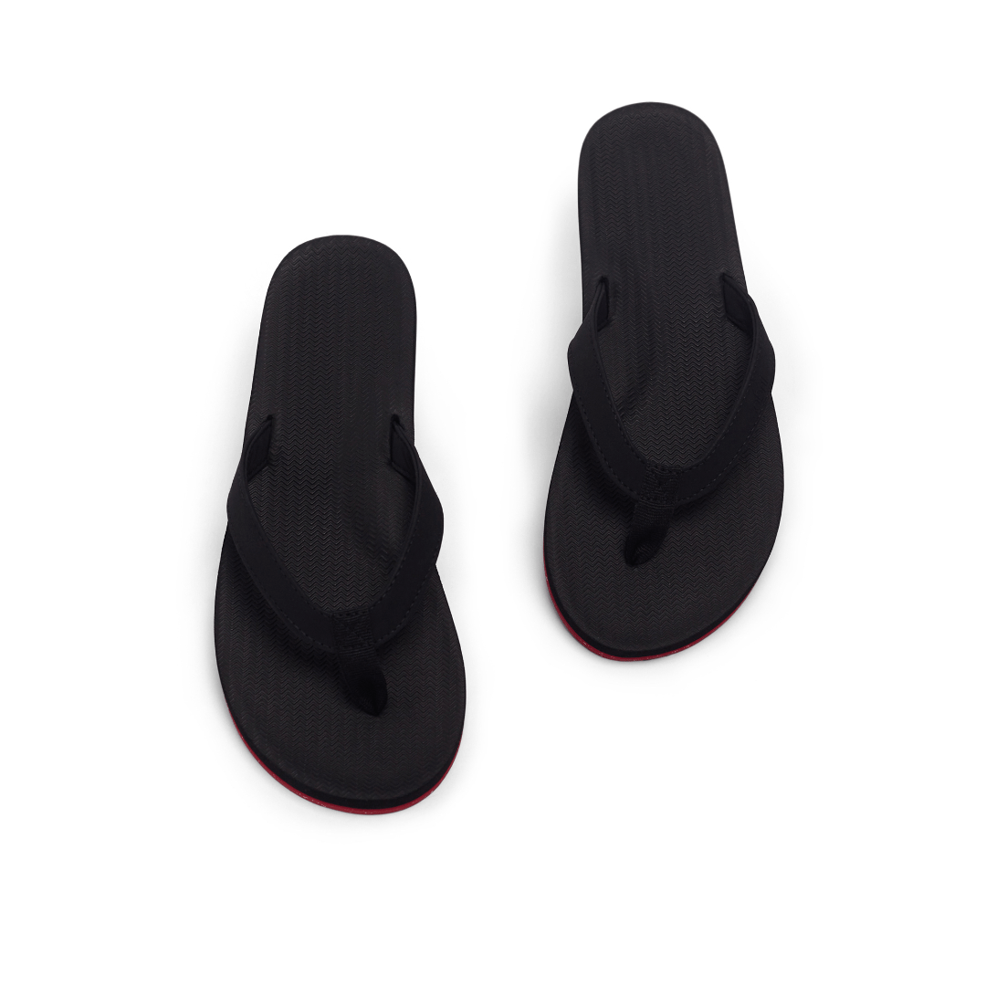 Men’s Flip Flops Sneaker Sole - Black/Red Sole by Indosole