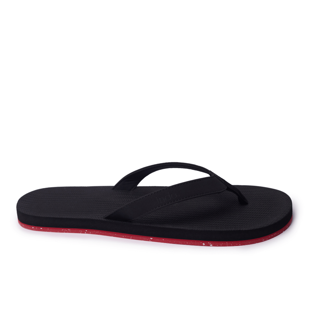 Men’s Flip Flops Sneaker Sole - Black/Red Sole by Indosole