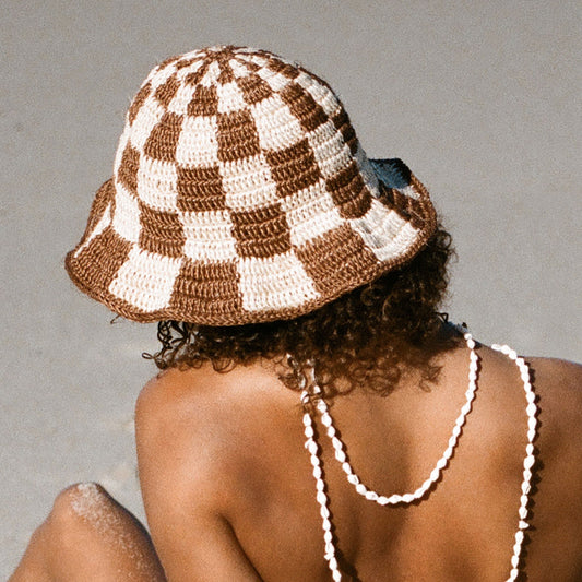 Summer Bucket Hat - Crocheted Checkered by Made by Minga